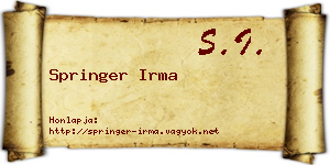 Springer Irma névjegykártya